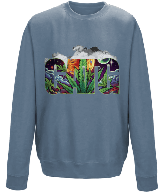 Drop Shoulder Sweatshirt - Iconic - Marijuana Smoke - GATG